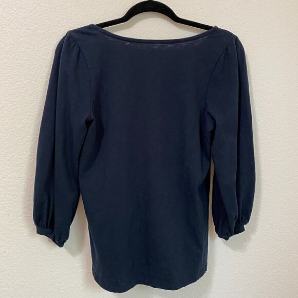 Soft Surroundings Parisian Poet Top Navy Blue Small 100% Cotton - Picture 7 of 7